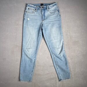 J.Crew 9" Mid-Rise Skinny‎ Jeans Distressed Light Wash Denim Size 27